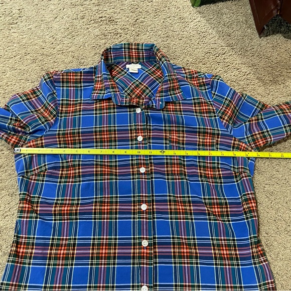J Crew Women’s Size Med Tartan Plaid Cotton Button-Up Shirt Top Style 03411 Blue - Picture 5 of 6